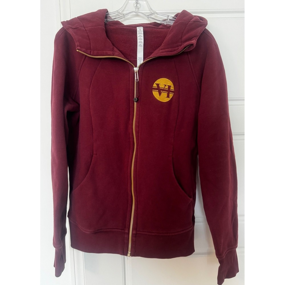 Lululemon Scuba Full-Zip Hoodie Mulled Wine & Gold Custom Sz 10 Limited Edition